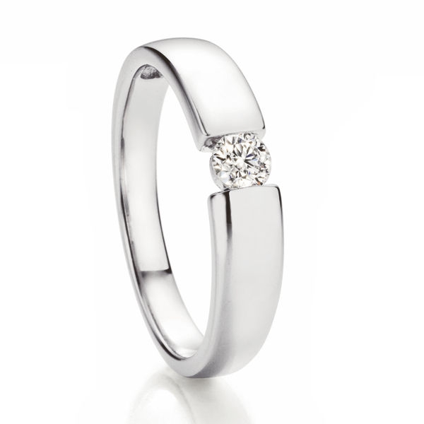 Solitaire Weissgold Ring | Spannring Optik 0,20 ct
